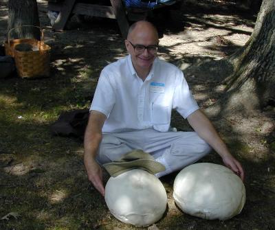 Mike Tansey with two large Calvatia